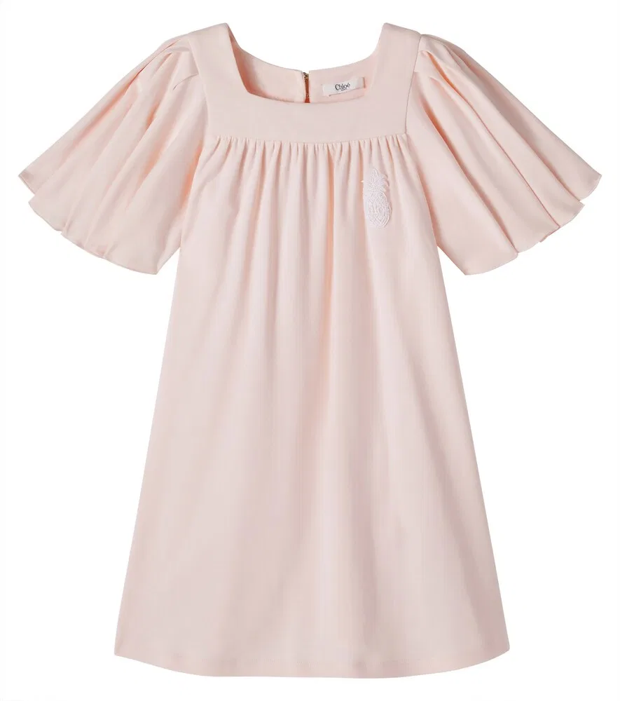 Хлопковое платье с оборками Chloé Kids, розовый