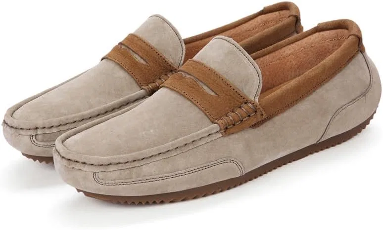 Лоферы из искусственной кожи и замши мужские, Khaki SayfuR — фото 3