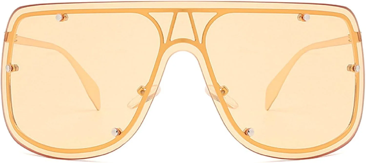 

Большие квадратные солнцезащитные очки без оправы для женщин и мужчин, 2024 год, роскошные панк-очки-щитки для женщин, защитные очки, очки N48 mincl, Champagne