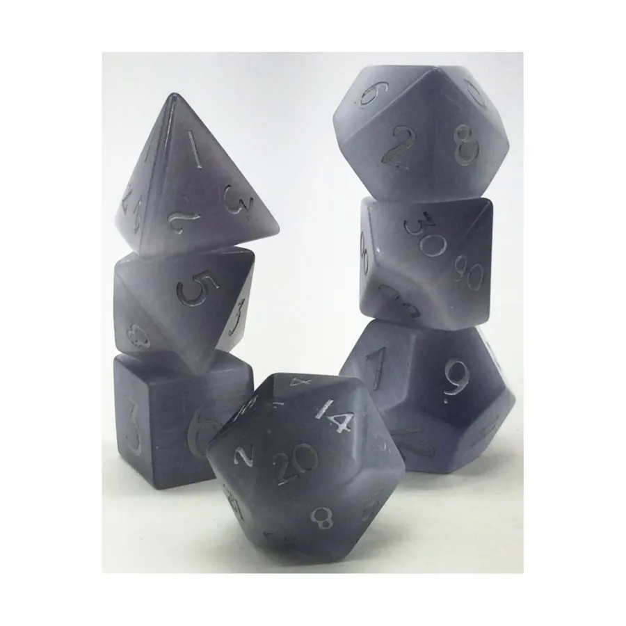 

Набор Poly — кошачий глаз, серый/черный с серебром (7), Semi Precious Stone Dice (Level Up Dice)