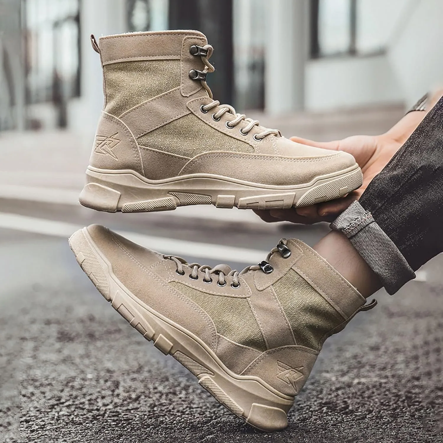 Мужские рабочие ботинки Generisch 2025 Outdoor Plain Mountaineering Work Boots предназначены для использования на открытом воздухе, короткие ботинки, универсальные, современные, спортивные ботинки, обувь, мужская обувь, вариант, коричневый — фото 4
