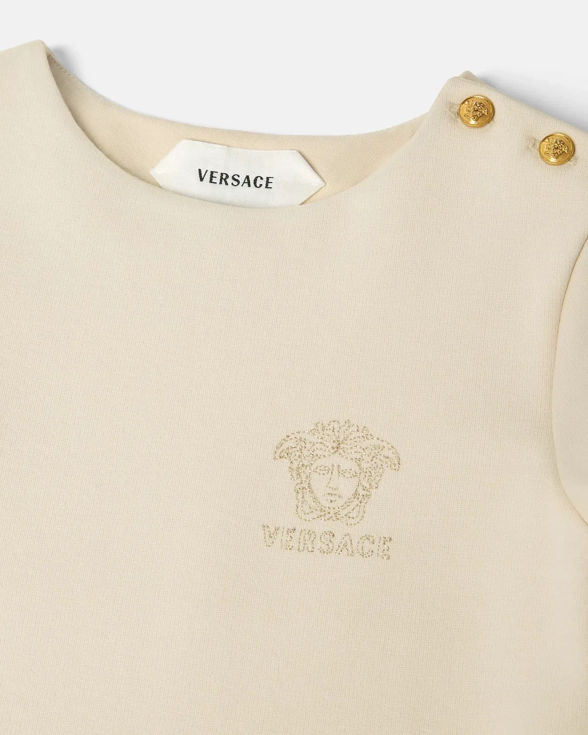 Детское платье Milano-Stitch с вышитым логотипом VERSACE, бежевый — фото 4