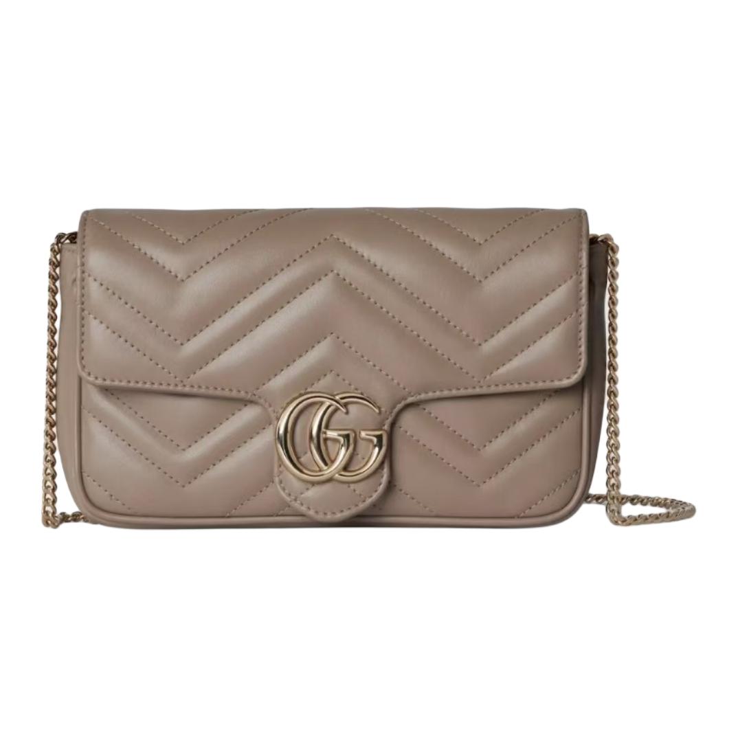 

GUCCI GG Marmont кожаная сумка кроссбоди, мини-сумка через плечо для женщин, коричневая