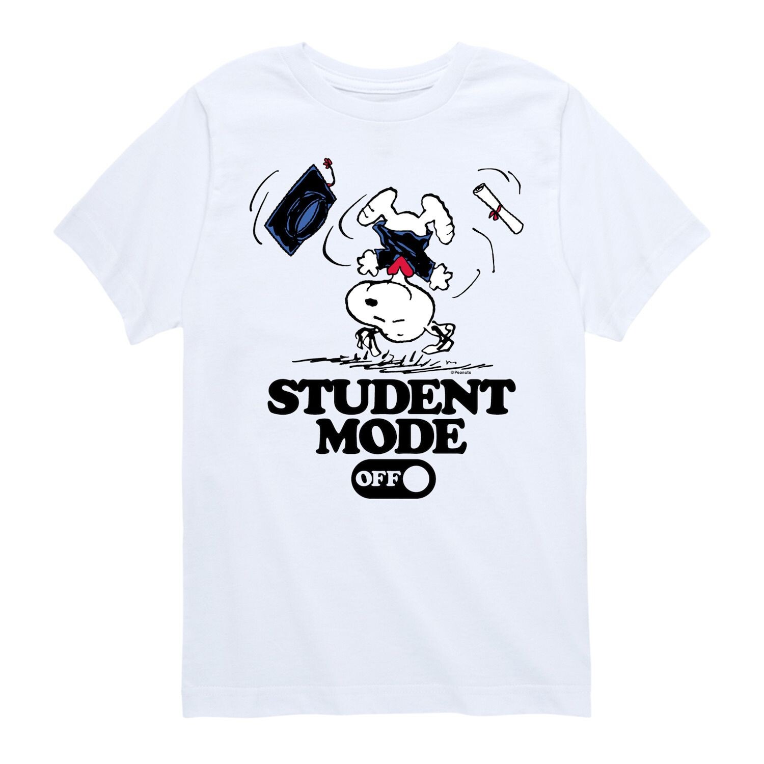 

Футболка Peanuts Snoopy Student Mode Off с рисунком для мальчиков 8–20 лет Licensed Character, белый