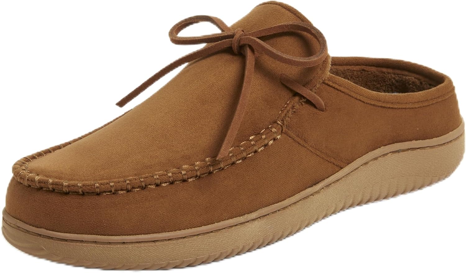 

Мужские тапочки Dearfoams Fowler с мыском-мокасином и завязками, для дома и улицы, поддерживающая модель, Chestnut