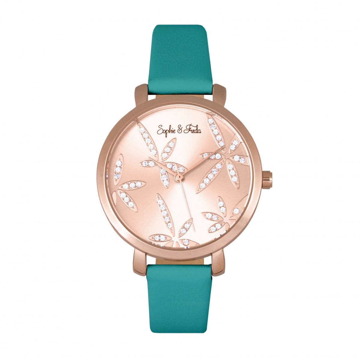 

Часы Key West с кожаным ремешком и кристаллами Swarovski Sophie and Freda, цвет teal