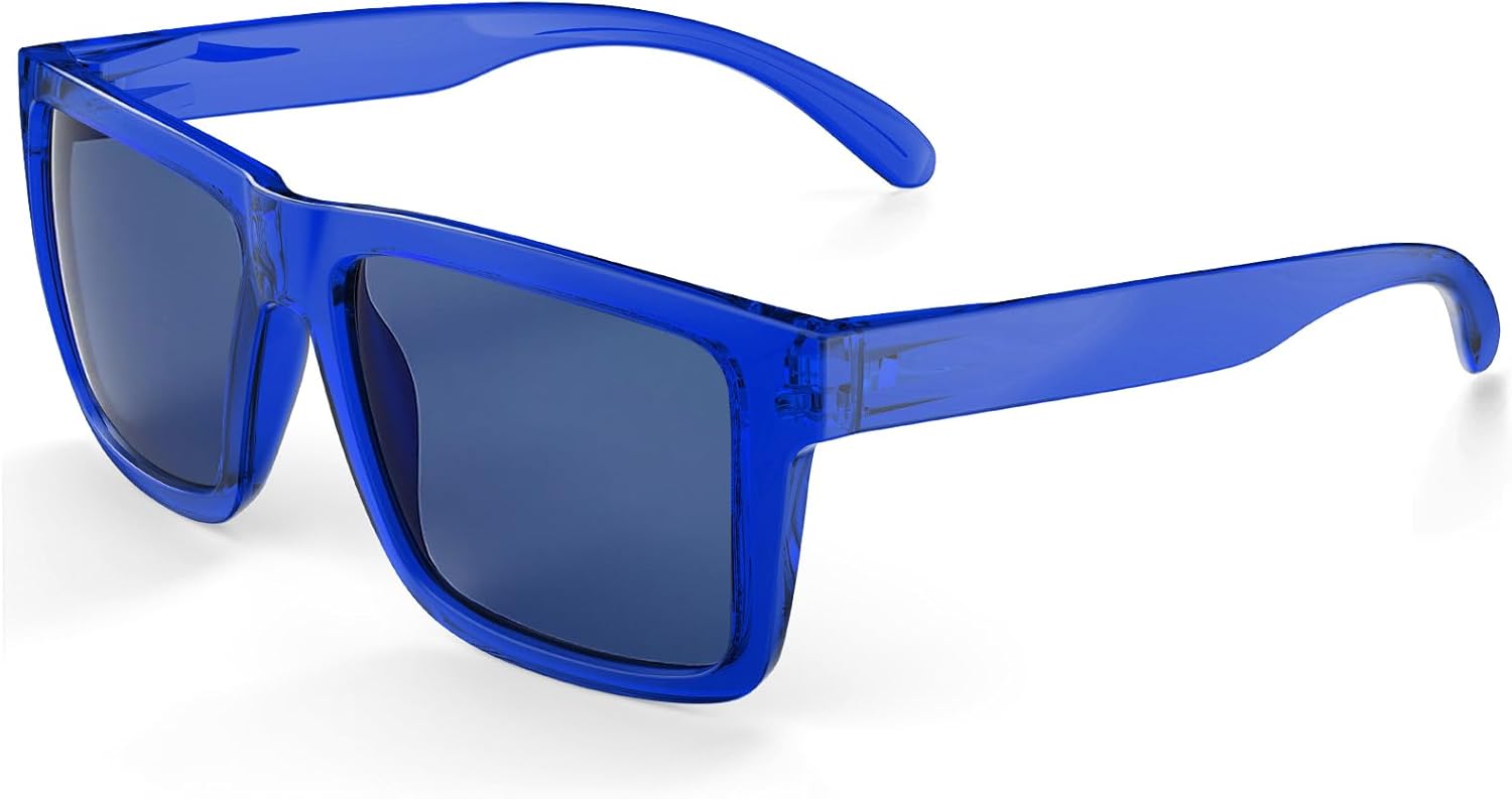 

Солнцезащитные очки MAXJULI XXL размера, двойной размер Extra Large, модель Z87, для мужчин с большой широкой головой, материал TR90, сверхлегкие, защита от УФ-излучения UV400, артикул 8228, Translucent Blue Frame