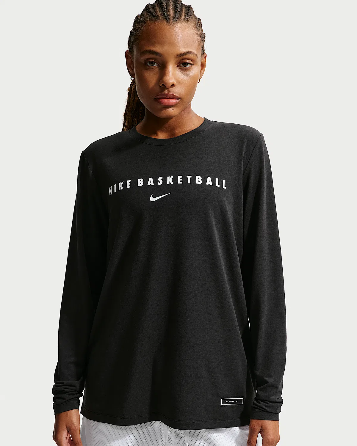 Женская баскетбольная куртка Nike Dri-FIT с длинным рукавом для разминки, Black/White