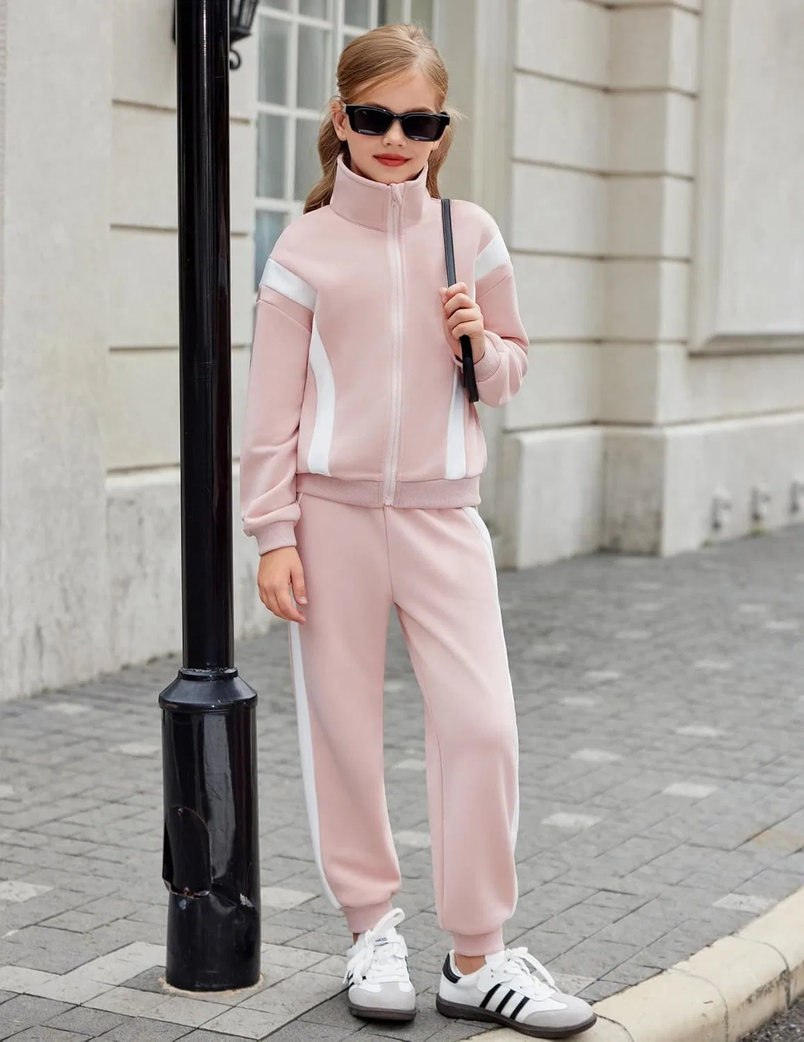 Детский спортивный костюм с контрастными полосками Zaclotre, 2 предмета, Light Pink — фото 2