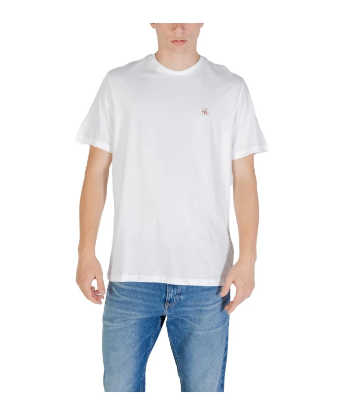 

Белая хлопковая футболка для мужчин Calvin Klein Jeans, белый