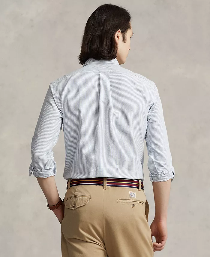Мужская классическая рубашка Oxford Custom Fit Polo Ralph Lauren, синий — фото 2