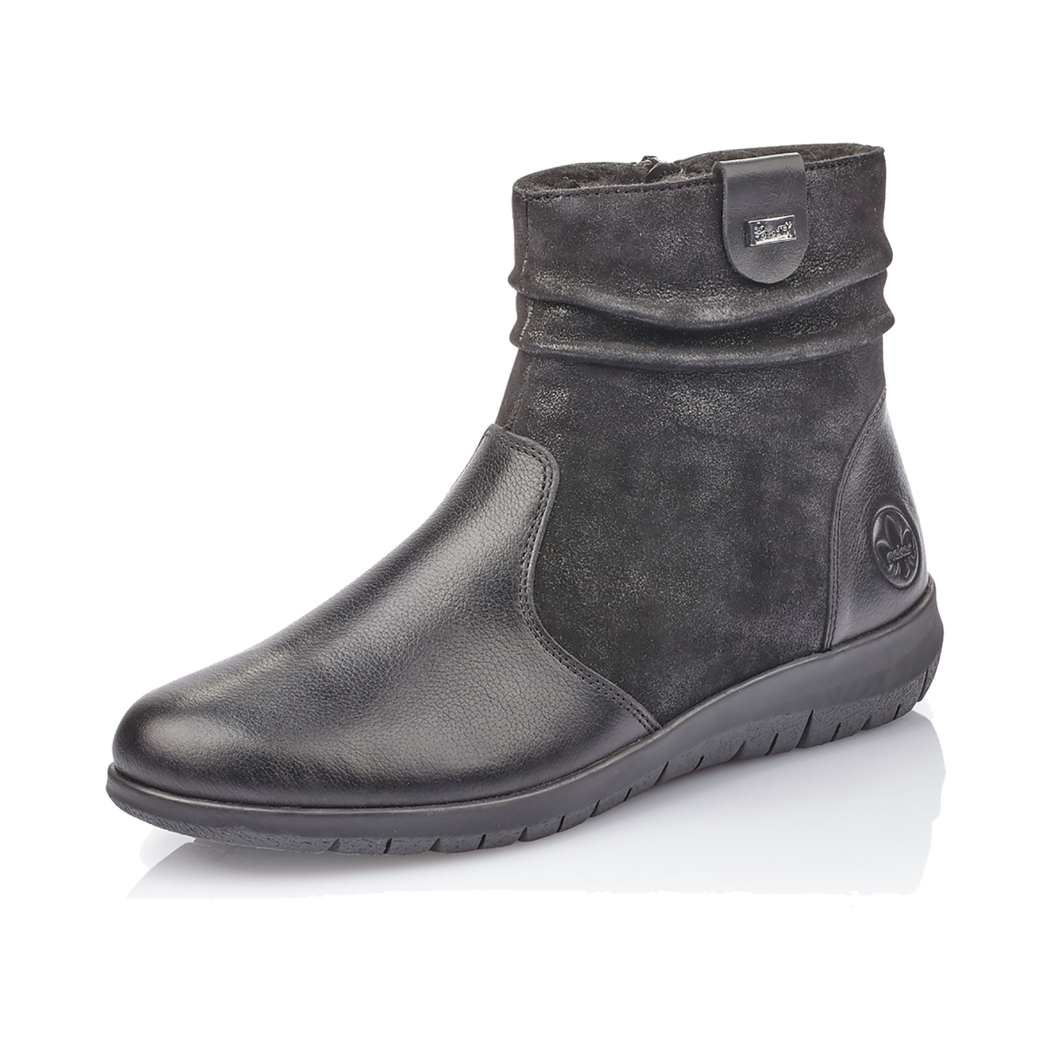 Ботинки женские Rieker Stiefeletten короткие на плоской подошве, черный