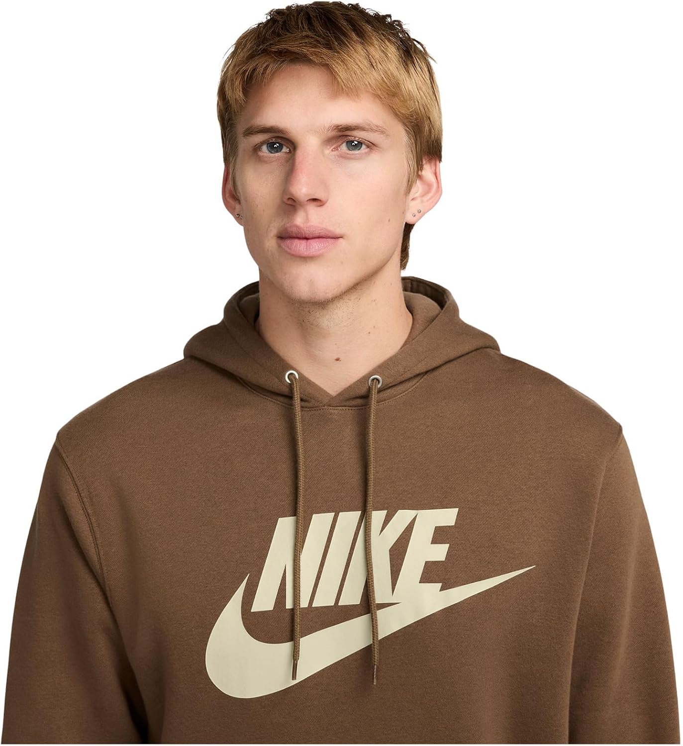 Толстовка с капюшоном Nike Mens Club Pull-over Fleece Hoodie, Mosswood Brown/Mosswood Brown/Light Khaki — фото 3