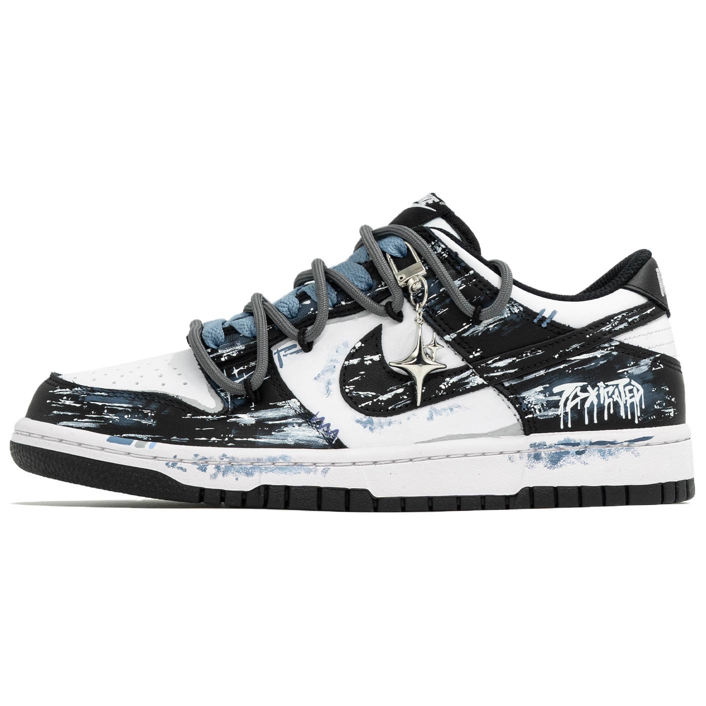 Dunk Kaleidoscope, Ink Splatter, Shopping Bag Leather, Slip Resistant, Abrax Resistant Lightweight Cushioning Nike, черный белый — фото 3