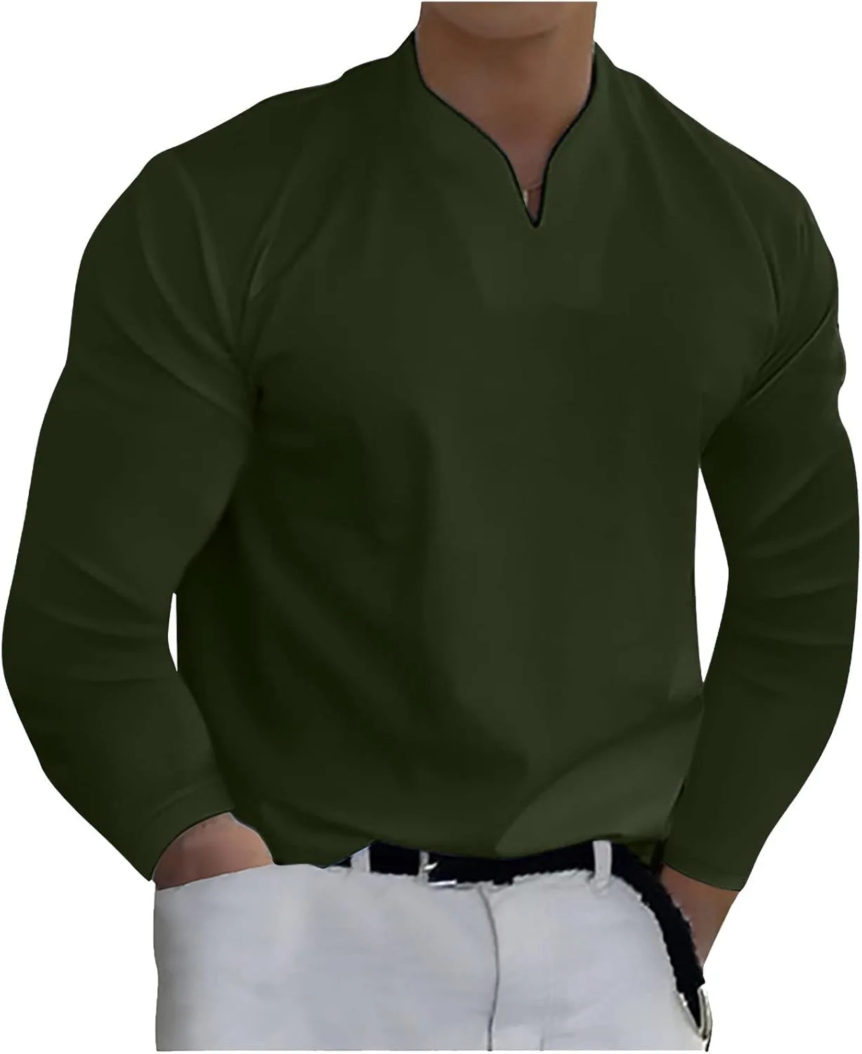 

Футболка для мужчин с длинным рукавом и V-образным вырезом