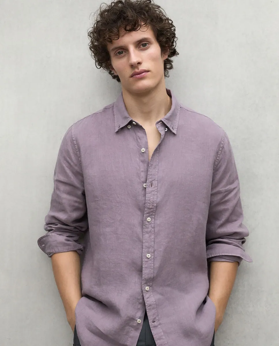 

Мужская однотонная рубашка с длинным рукавом Ecoalf, фиолетовый