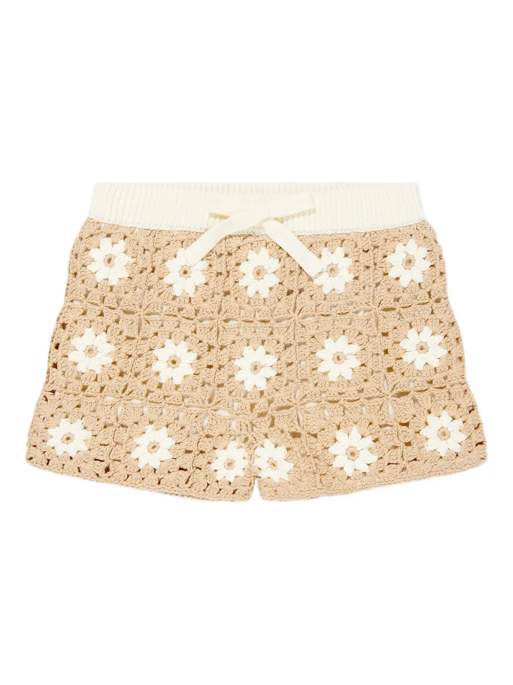 

Вязаные крючком цветочные шорты ZIMMERMANN Kids, нейтральный