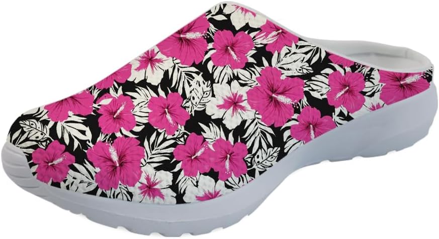 

Садовые тапочки, сабо, нескользящие рабочие сандалии для поваров, медсестер и мужчин с поддержкой свода стопы, с принтом колибри и ромашек Forchrinse, розовый