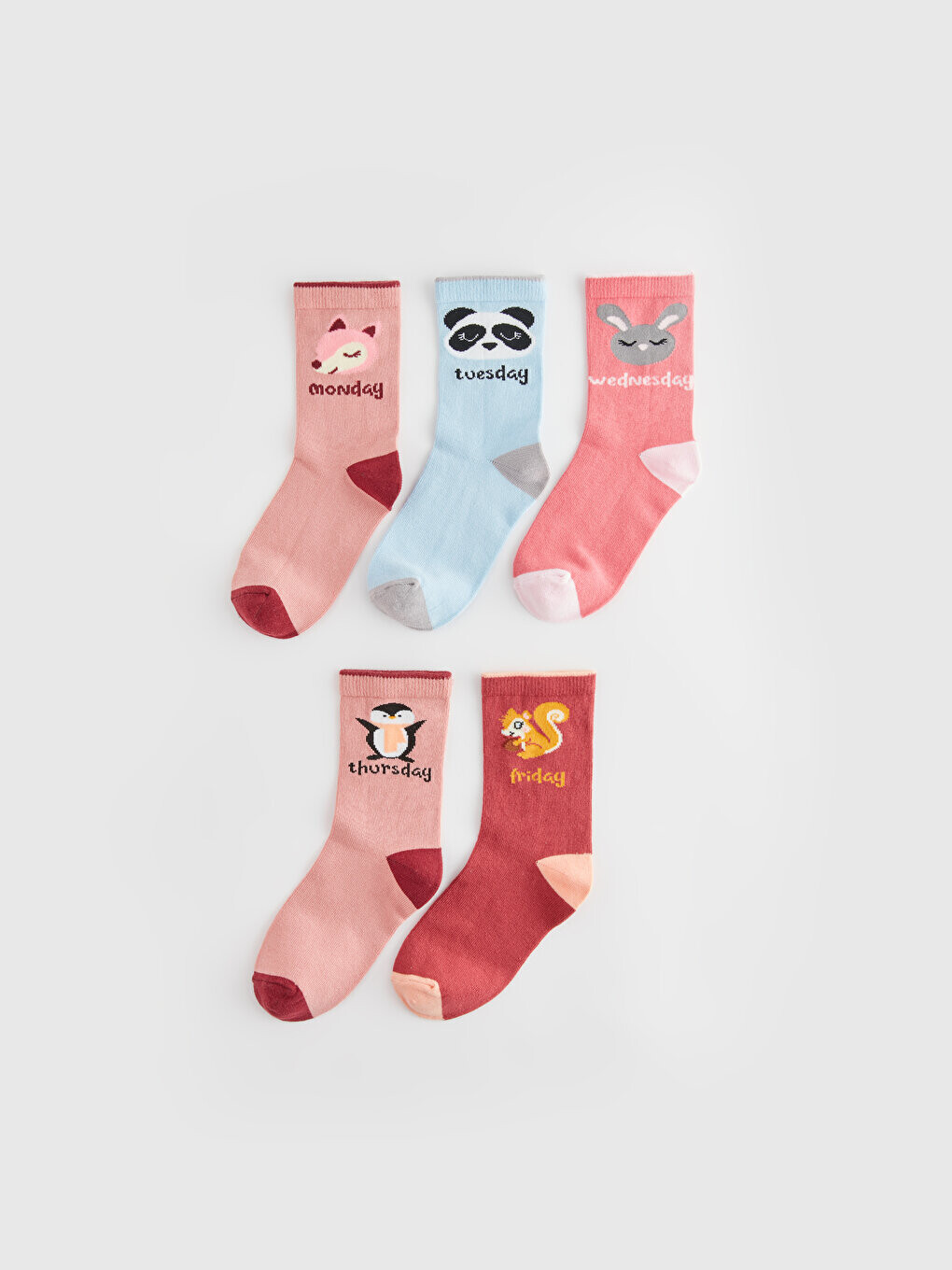 

Носки для девочек с рисунком, 5 шт. LCW Kids, светло-розовый