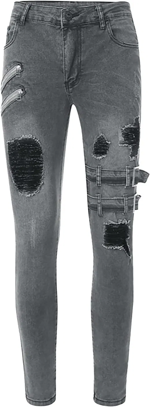 Джинсы slim fit, серый — фото 4