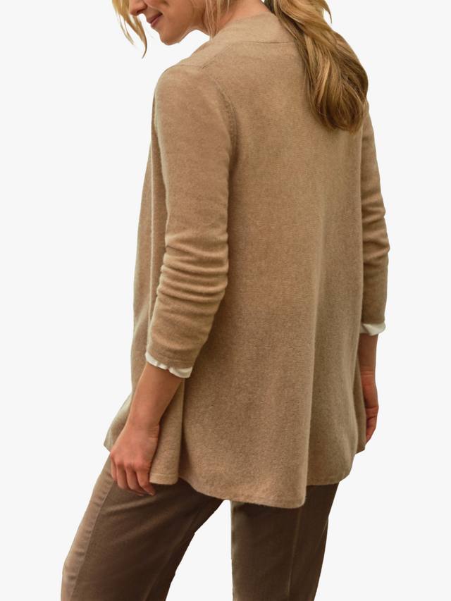 

Кашемировый кардиган с открытой шеей Pure Collection, кэмел