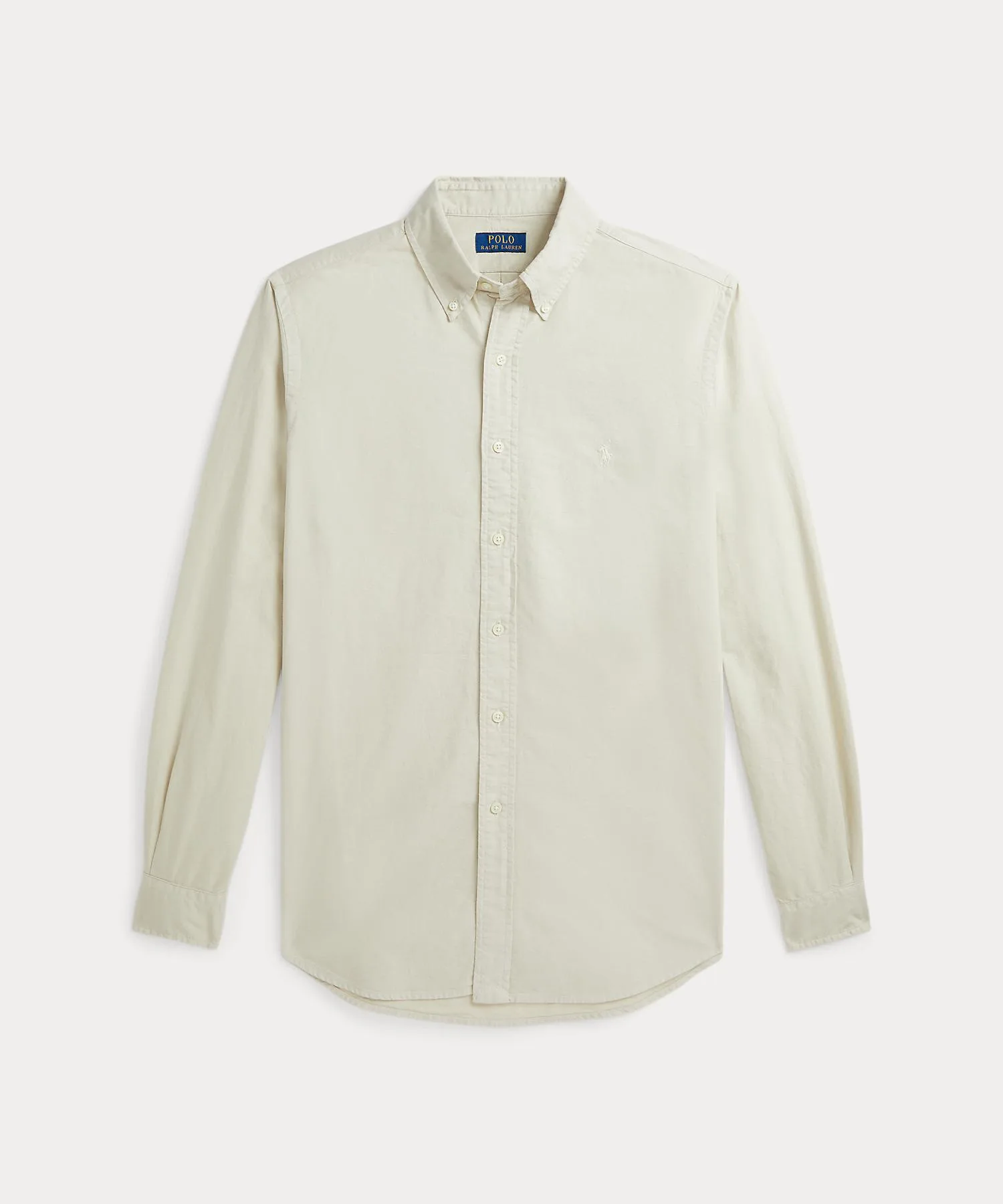 Мужская рубашка классического кроя из оксфорда с вышивкой POLO RALPH LAUREN серая