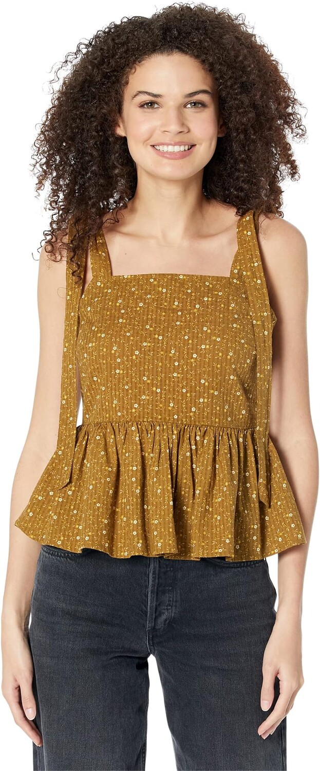 

Топ Madewell Rosalie Tie-Strap Top in Daisy Stitch, цвет Weathered Olive