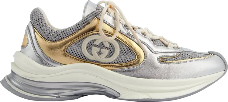 Кроссовки Gucci Wmns Run Sneaker 'Silver Gold Metallic', серебряный