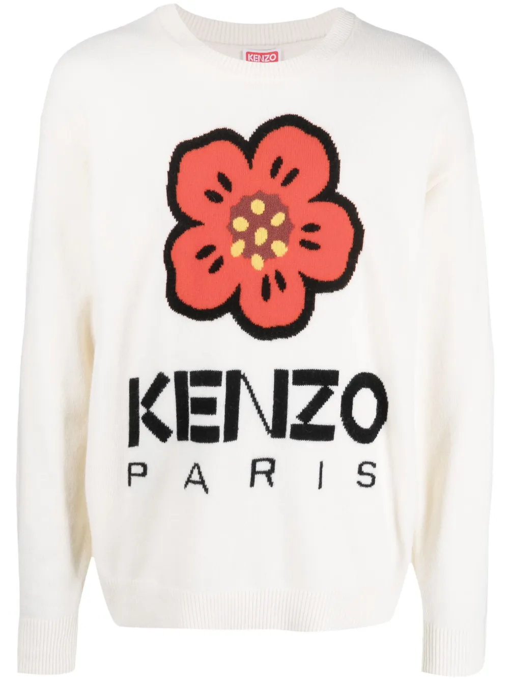 

Шерстяной джемпер Boke Flower вязки интарсия KENZO, нейтральный