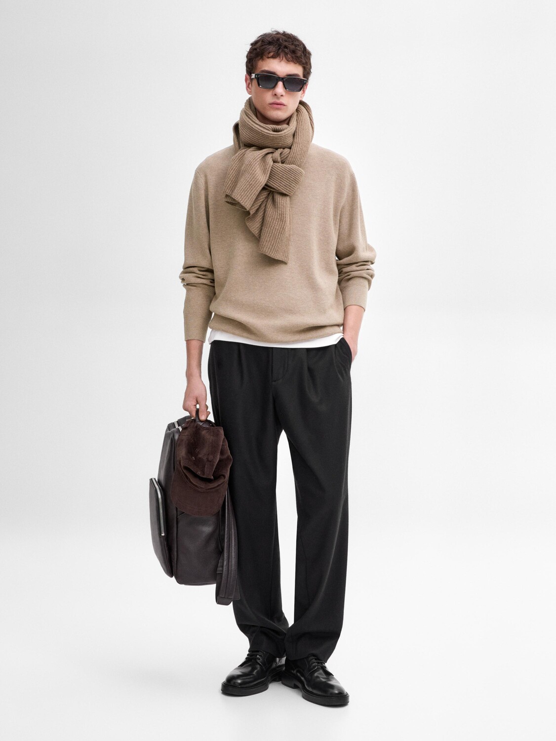 

Свитер с воротником-стойкой Massimo Dutti, серый