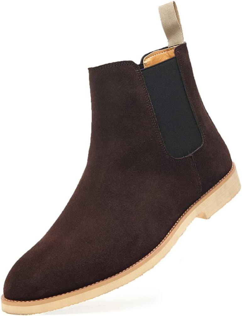 

Мужские кожаные челси Santimon - повседневные и нарядные ботинки на низком каблуке, Coffee