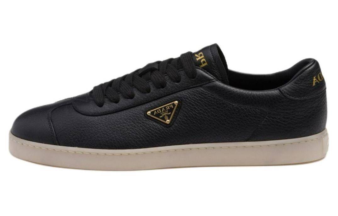 

Кожаные кроссовки с треугольным логотипом PRADA, Black