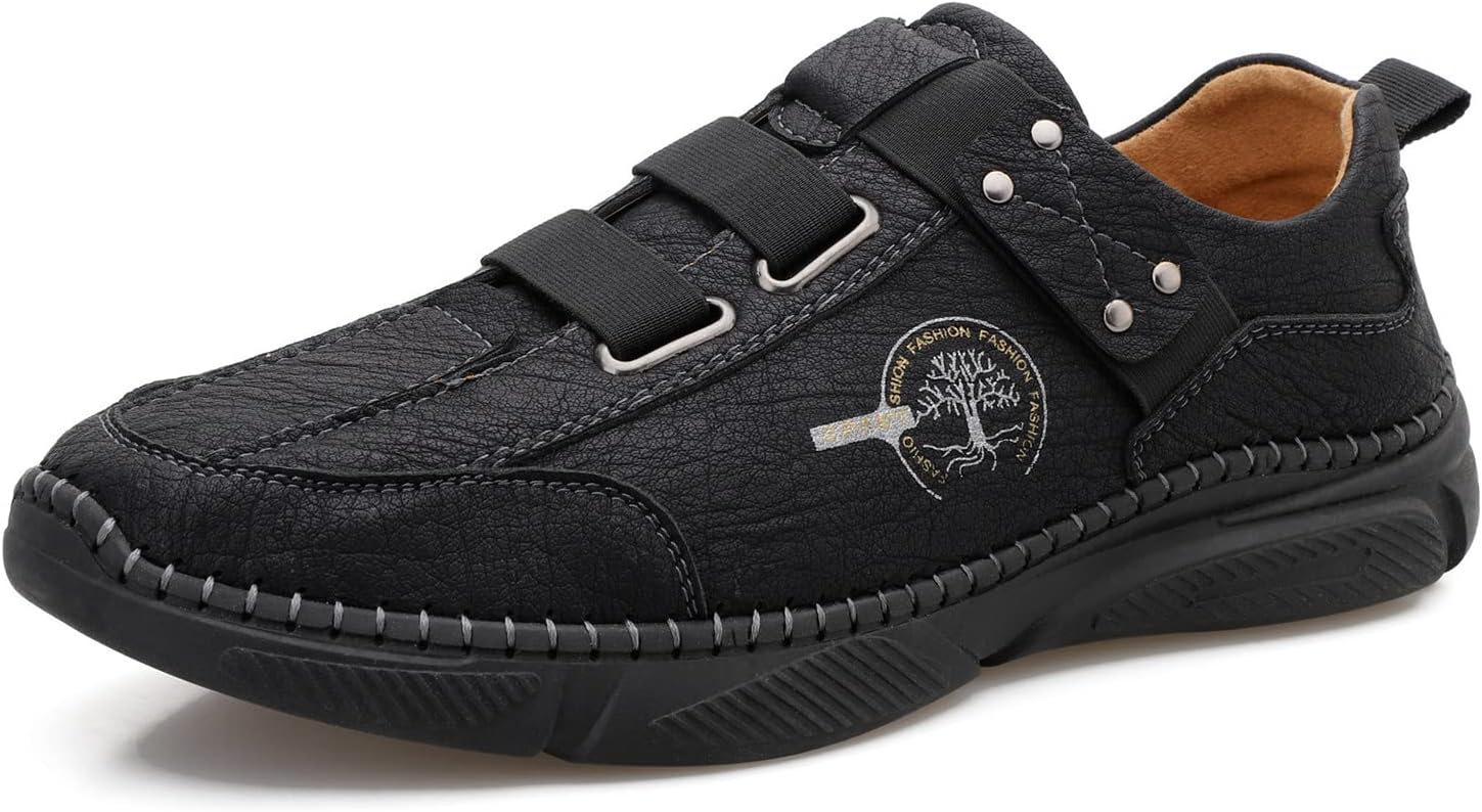 

Мужские повседневные кожаные лоферы с ручной строчкой Ugoselec, черный