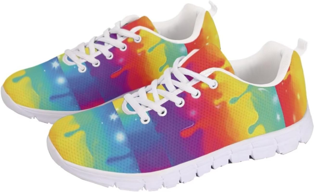 

Мужские и женские беговые кроссовки для шоссе, тенниса, ходьбы, походов. Кроссовки на шнуровке для тренировок, спортзала, легкие спортивные кроссовки Getelinseng, Rainbow Tie Dye