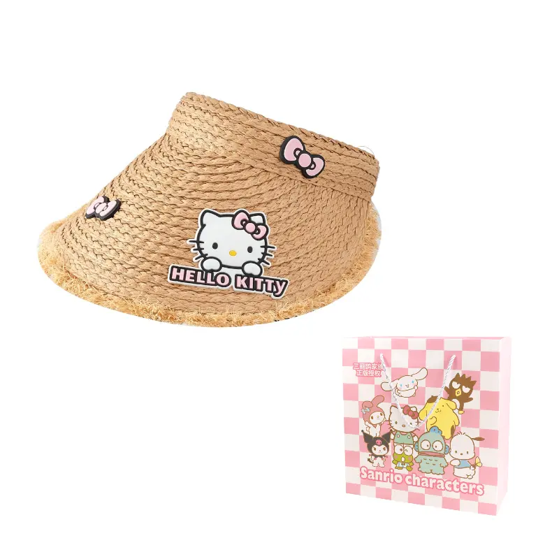 

Sanrio Плетеная соломенная шляпа унисекс, Hello Kitty Straw Woven Bucket Hat