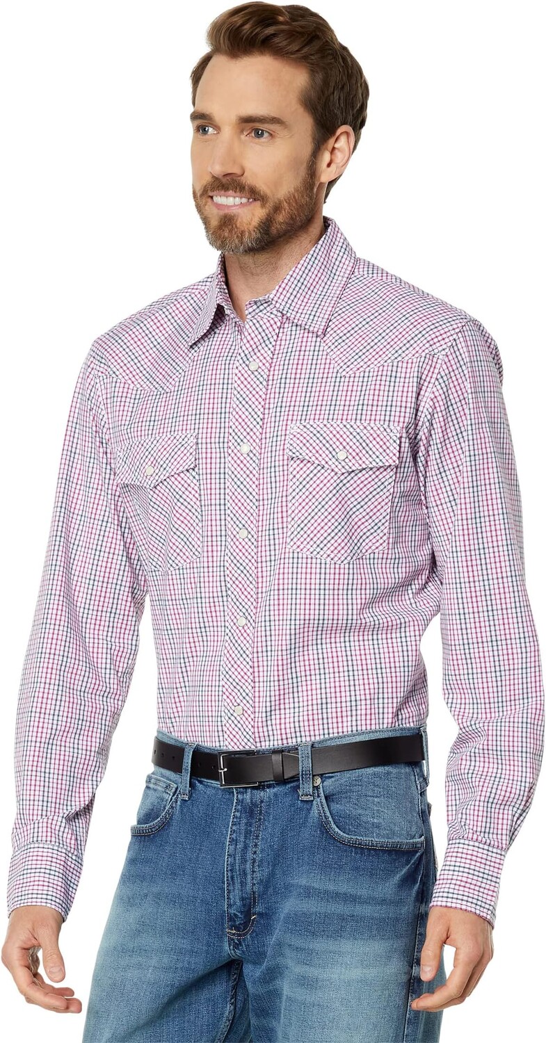 

Рубашка Wrangler 20X Advanced Comfort Long Sleeve Snap, розовый