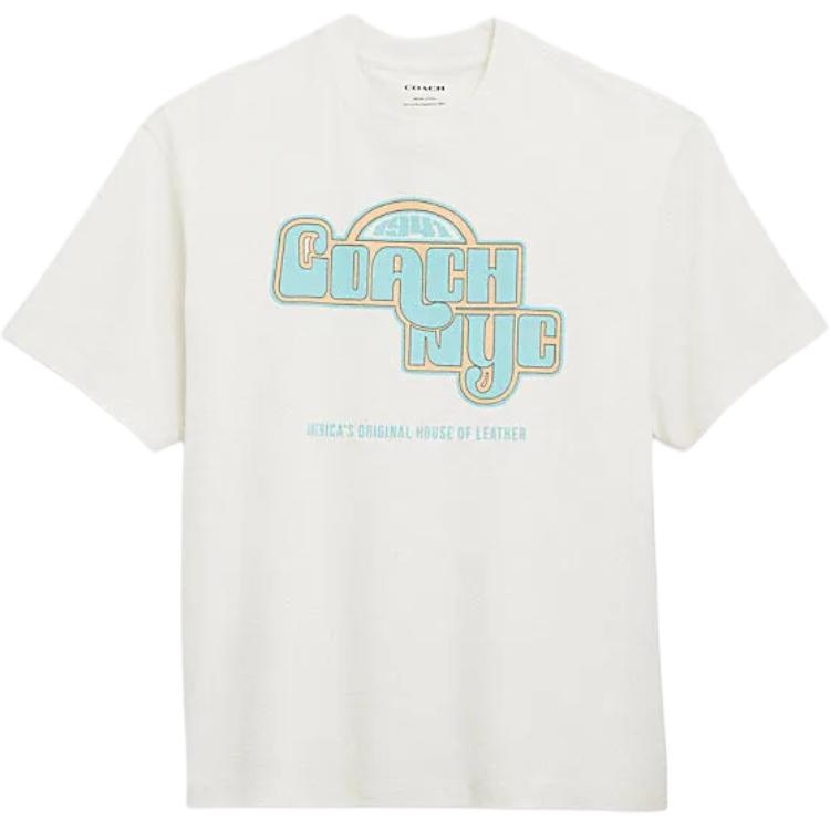 

COACH Футболка с принтом в виде букв, мужская, белая, Белый, COACH Футболка с принтом в виде букв, мужская, белая