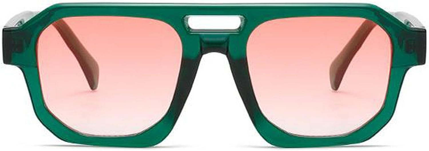 

Ретро солнцезащитные очки с двойной перемычкой для женщин, многоугольные, квадратные, модные, сине-фиолетовые, мужские солнцезащитные очки с защитой от УФ-излучения UV400 mincl, Green Champagne