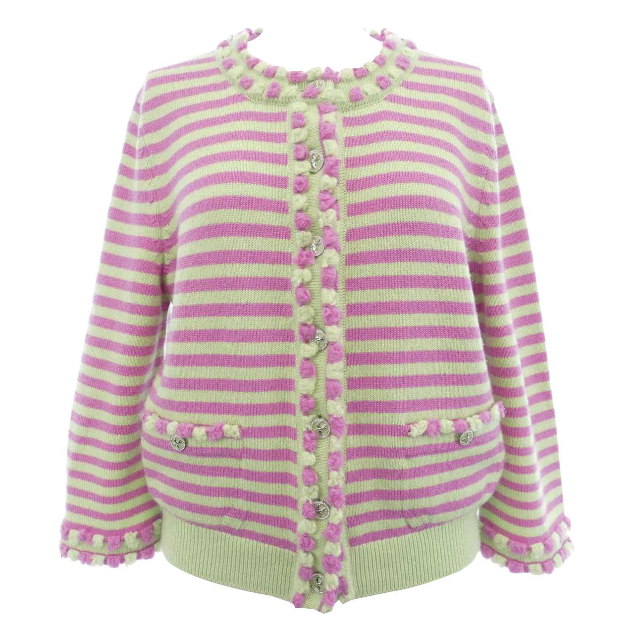 

Chanel Кашемировый свитер 25S из весенне-летней коллекции, женский, зеленый и розовый