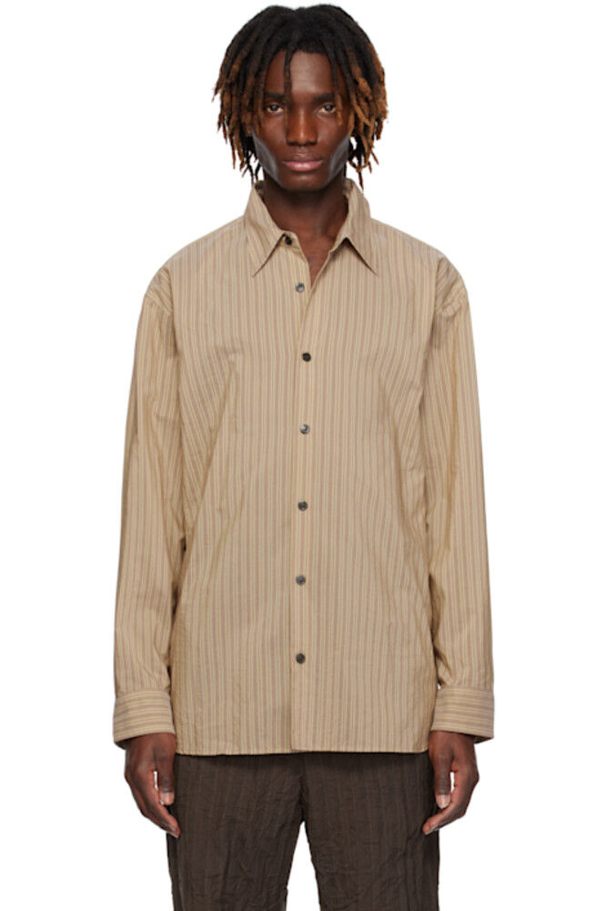 

Бежевая свободная хлопковая рубашка Dries Van Noten