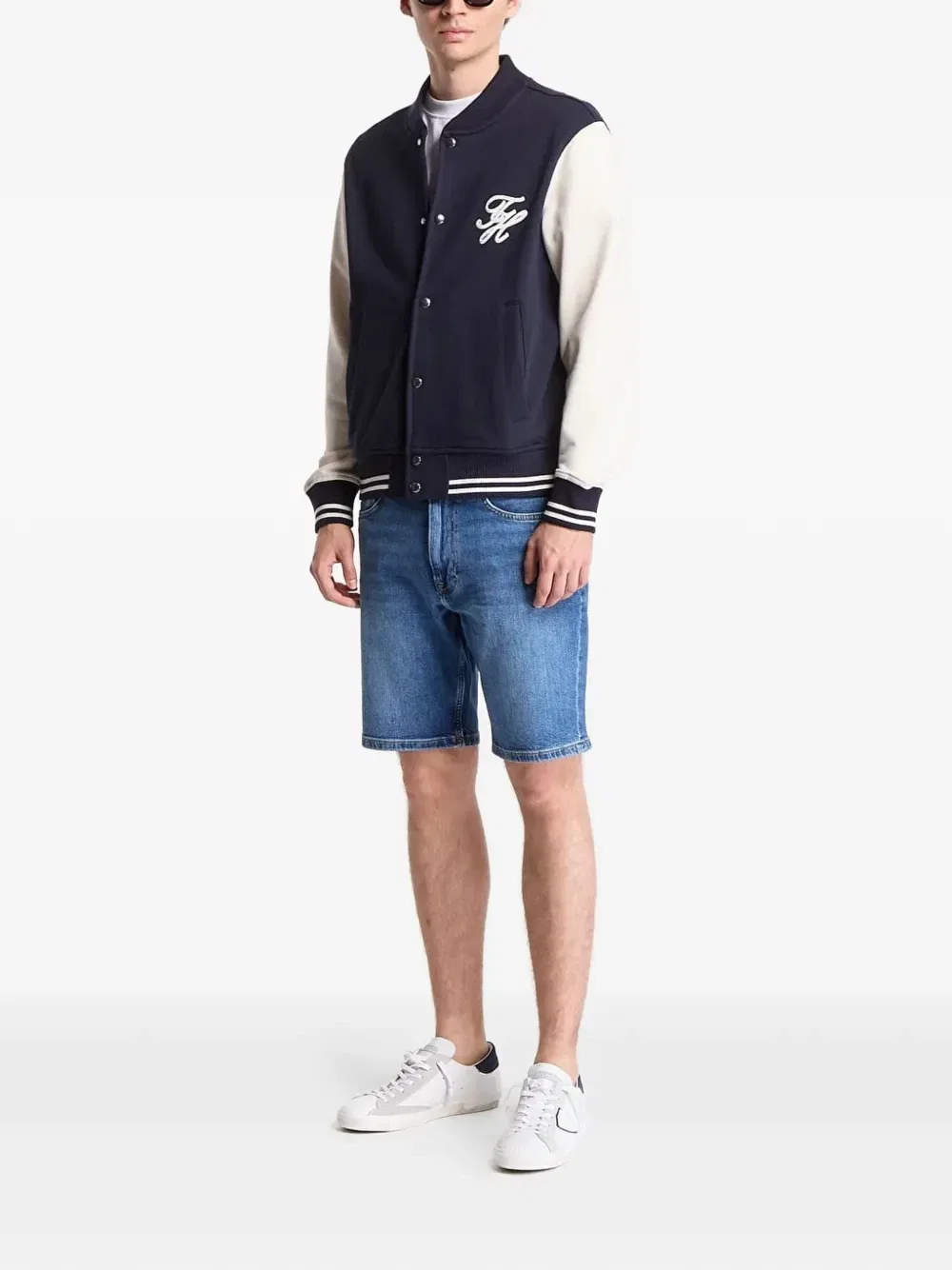 Бомбер в стиле колор-блок с вышитым логотипом Tommy Hilfiger, синий — фото 2