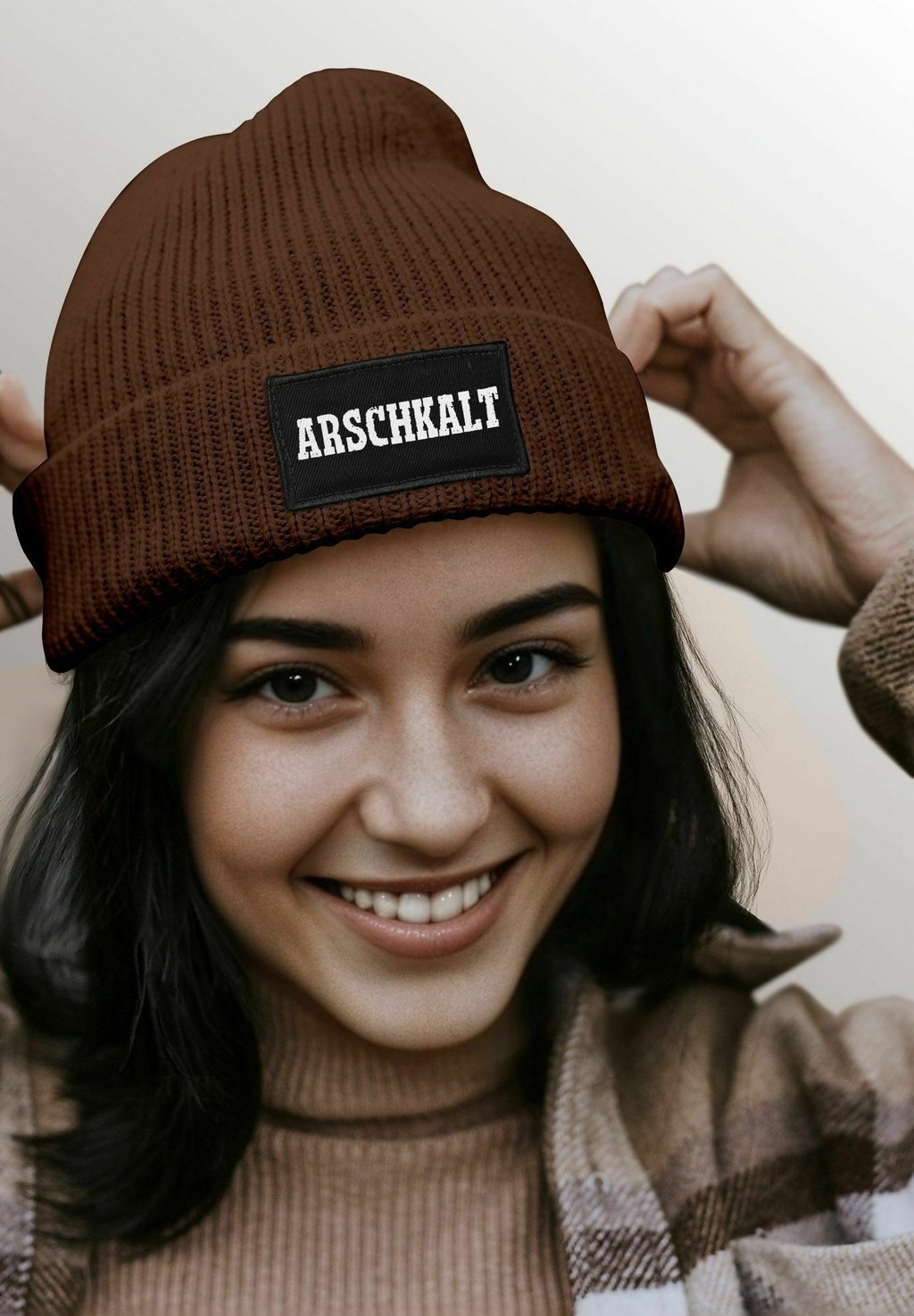 

Шапка MIT PATCH SPRUCH ARSCHKALT AUFDRUCK LUSTIG MoonWorks, коричневый