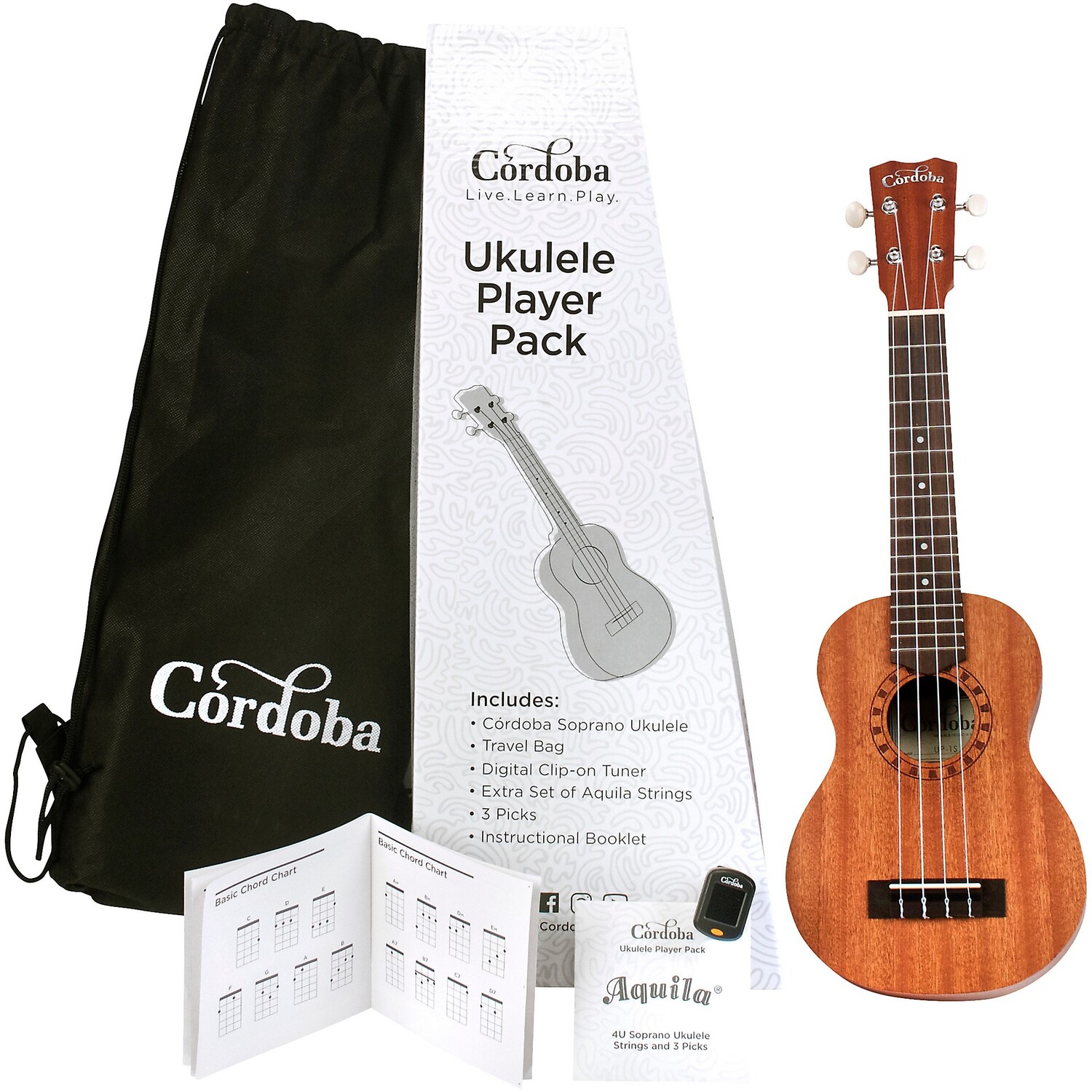 

Набор для игроков на гавайской гитаре Cordoba Soprano Natural
