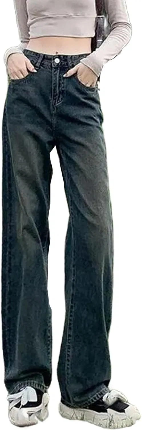 Джинсы прямые широкие женские серый