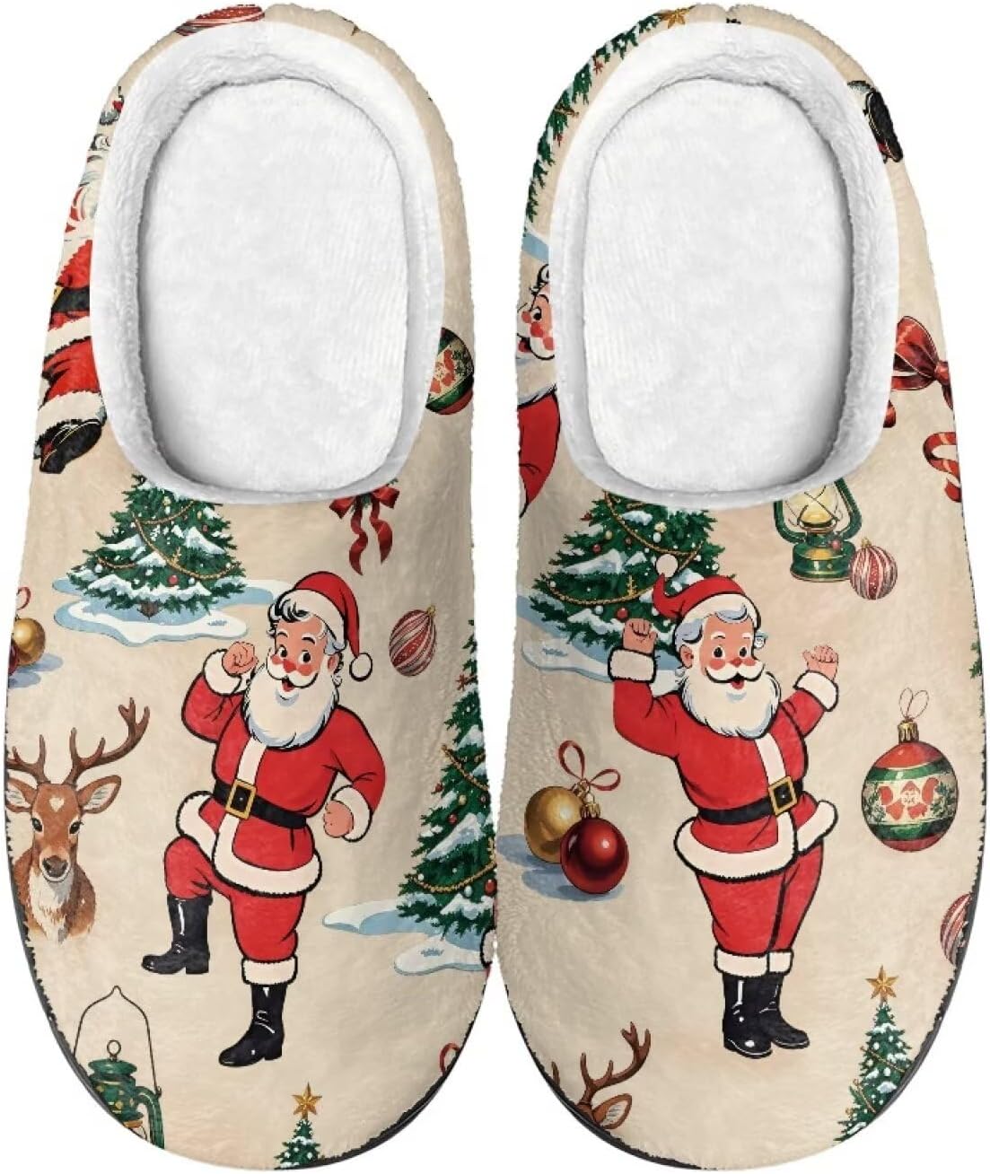 

Домашние тапочки COEQINE для женщин, зимние уютные домашние тапочки, смешные и теплые, размер 35-47, Dance Santa Xmas Decor