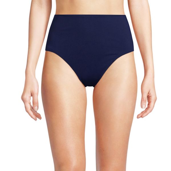 

Женские плавки-бикини с высокой талией, сглаживающие изгибы Lands' End, синий