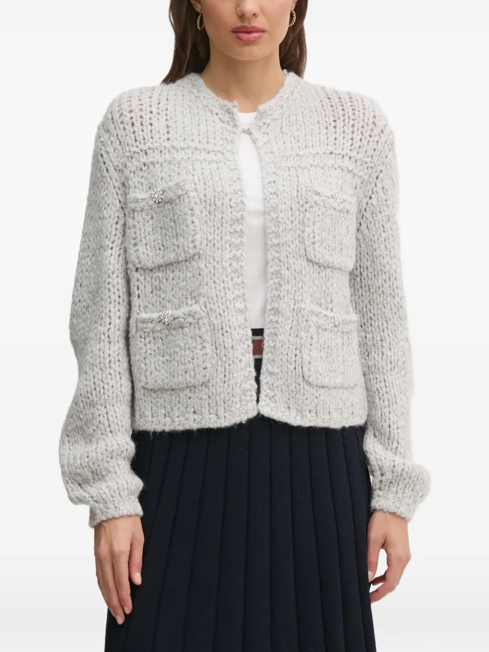 

Трикотажное изделие с украшением на кармане Oui, серый