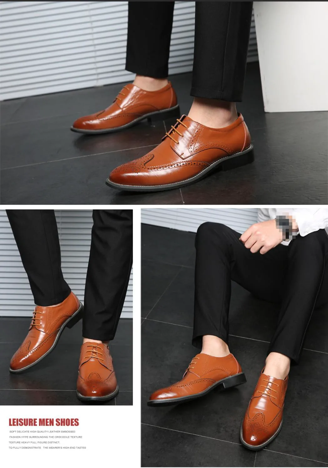 

Мужские модные броги Классические туфли для официальных мероприятий Формальные деловые туфли Современные дерби Туфли с шнуровкой Оксфорды для мужчин KYOESCAI, желтый