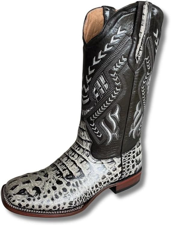 

Мужские ковбойские сапоги GadwallAR с экзотическим узором, кожаные, серии Alex с рисунком под змею, каймана и страуса, с квадратным носком, слипон, серый