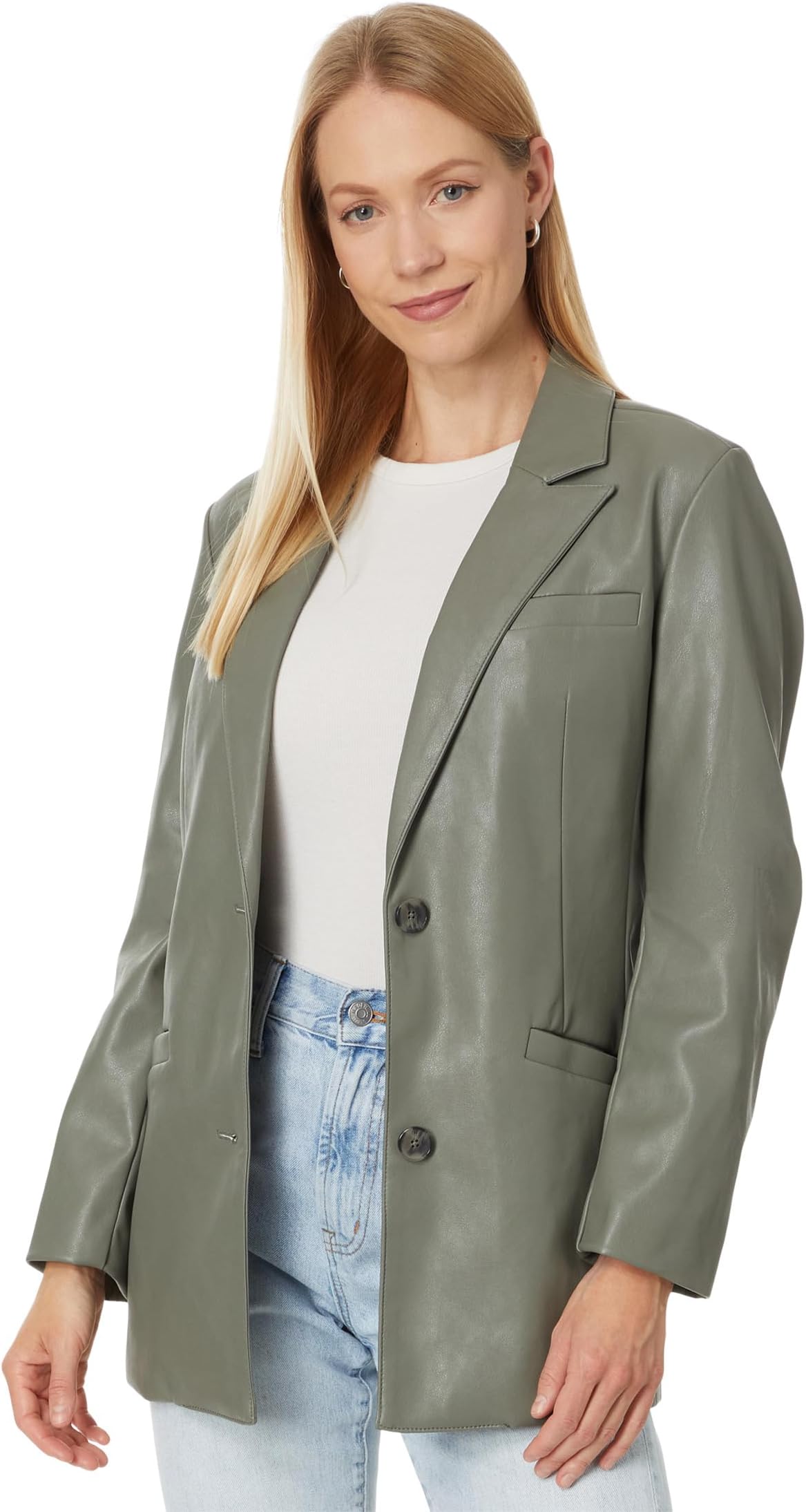 

Блейзер Levi's Faux Leather Single Breasted Blazer, цвет Sage